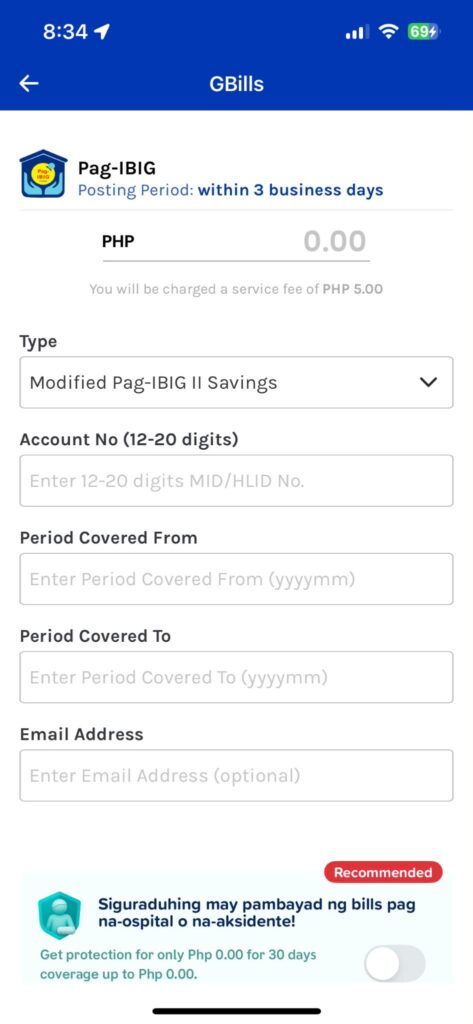 Gcash Pagibig MP2 Payment Screenshot