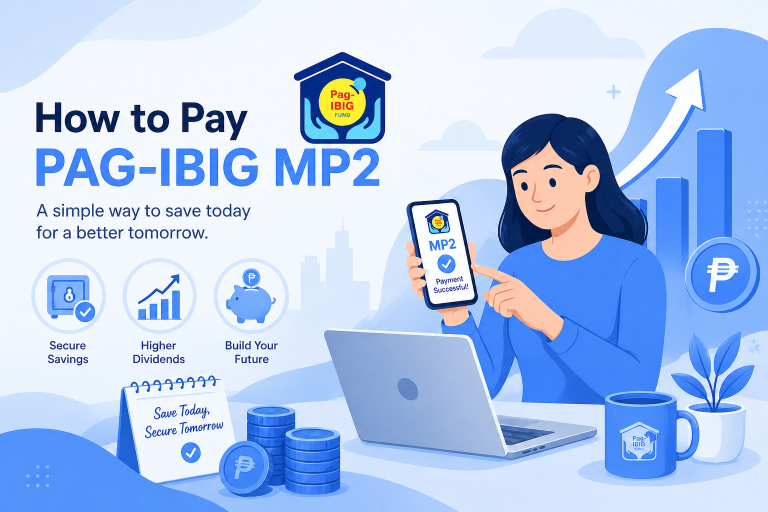 How to pay pag-ibig mp2 online and over the counter illustration