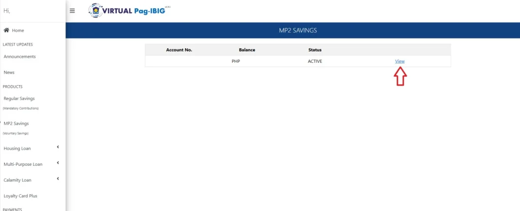 Virtual Pag-IBIG MP2 Website Balance